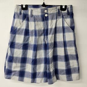 Blue and White Plaid Women's Shorts 100% Cotton Size 14
